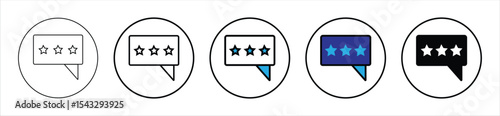 Star Rating Review Icons – Feedback and Testimonial Symbols in Speech Bubbles