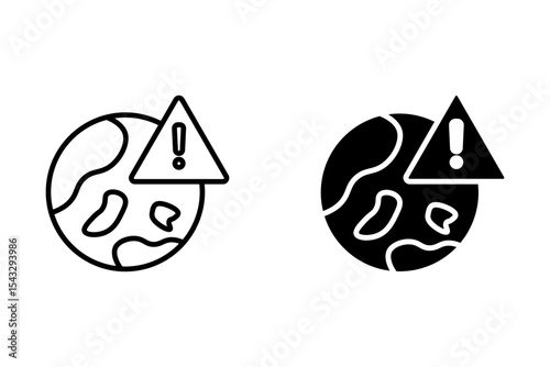 vector exclamation mark world globe icon sign isolated on white background