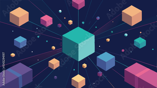 Isometric abstract design featuring cubes and lines suitable for various design projects