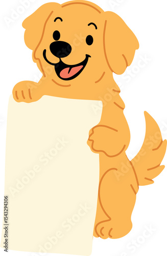 Golden Retriever Holding a Blank Sign