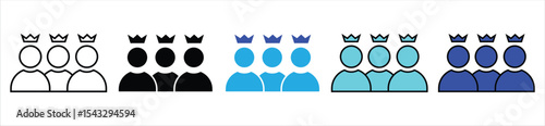 Crowned People Icon – Leadership, Royalty, and Elite Group Symbol