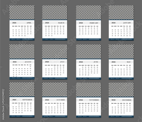 2026 Desk Calander Design Template with minimal look 
