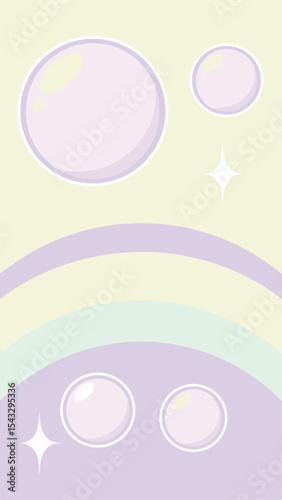 Pastel bubble and rainbow abstract design with transparency for creative design projects