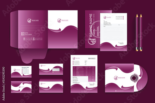 Abstract Geometric Office Stationery Equipment Set Design
