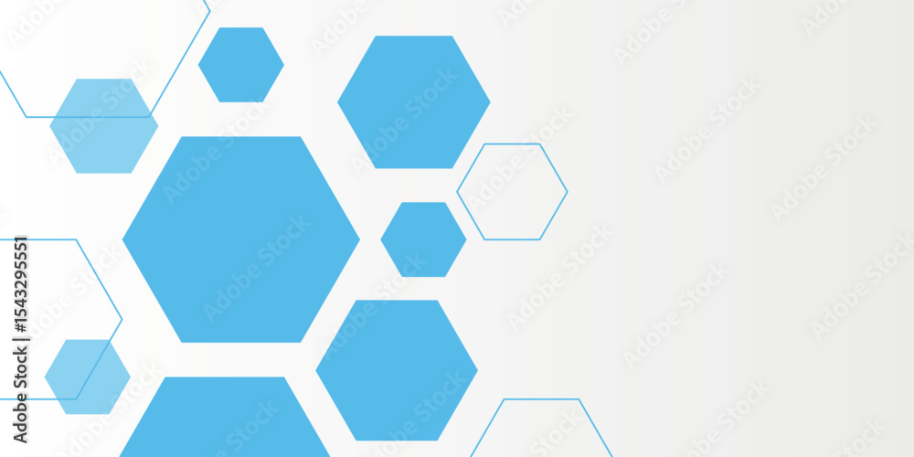 Abstract blue hexagon banner background.