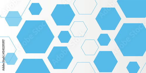 Abstract blue hexagon banner background.