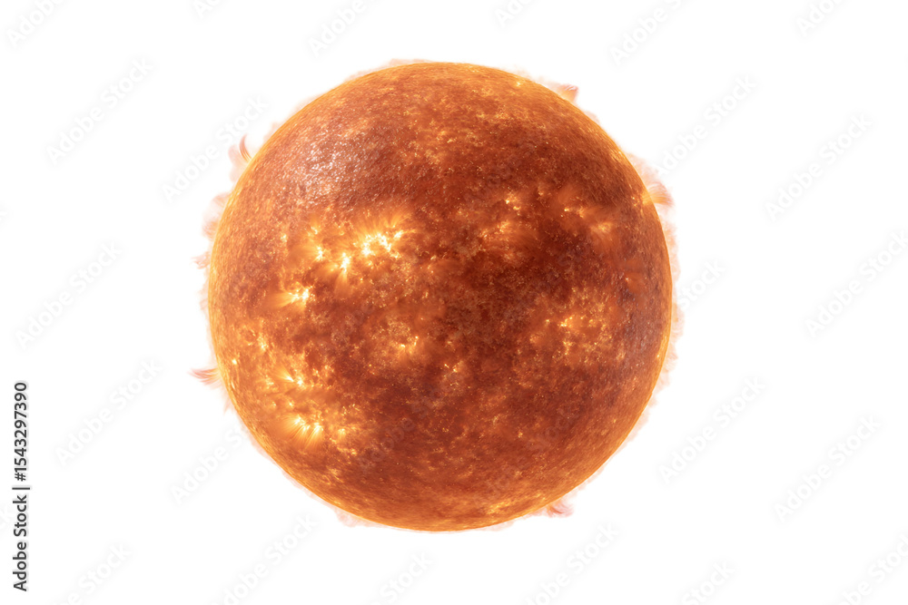 Obraz premium Image of the Sun with visible surface details against a transparent background