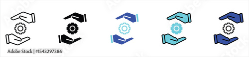 Support and Protection Icon with Gear – Technical Service, Engineering Assistance, or Industry Care Concept