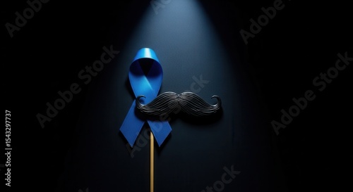 Showcasing Symbolism A Ribbon and Mustache Celebrating Causes Supporting Health Awareness and Mens Issues
