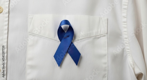 Denim Ribbon on Shirt Symbolizing Solidarity and Awareness for Various Causes and Global Initiatives
