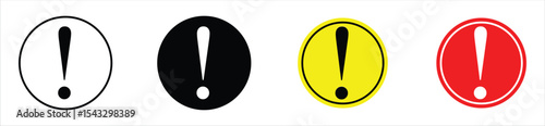 Exclamation Mark Alert Icon Set – Warning and Attention Circle Symbols