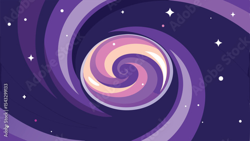 Swirling abstract galaxy illustration with spiral center and starry celestial elements