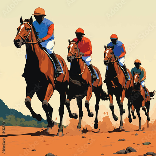 Horse Riding Vector Illustration Set – Equestrian Sports, Cowboys, Women Riders, and Stallions in Nature Scenes Featuring Saddles, Farms, Beaches, and Outdoor Adventures

