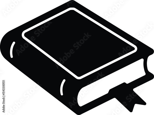 Closed Black Book with Bookmark Icon for Education and Reading Illustrations