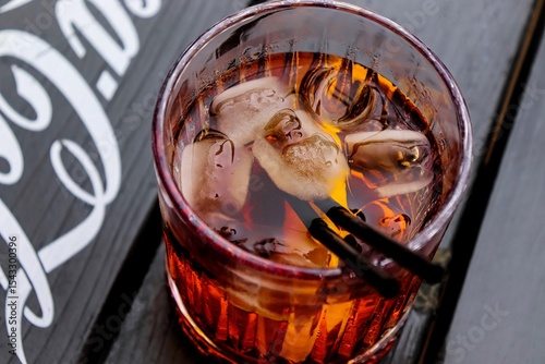 Alcoholic summer cocktail with ice