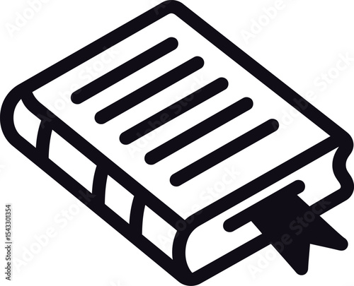 Isometric Book Icon with Ribbon Bookmark Education, Knowledge, and Learning Representation