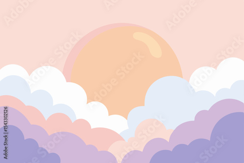 Pink Easter eggs float through a sunny blue sky with a seamless, colorful cloudscape pattern