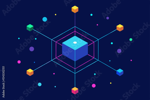 Starry night sky illustration with planet Earth, an abstract cosmic design with space for text