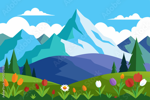 landscape with mountains and blue sky