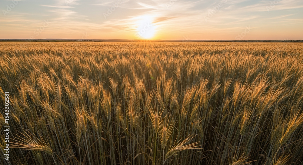 Obraz premium wheat field in sunset