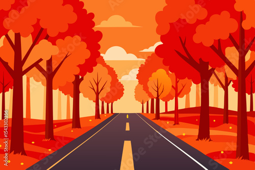 road in autumn forest