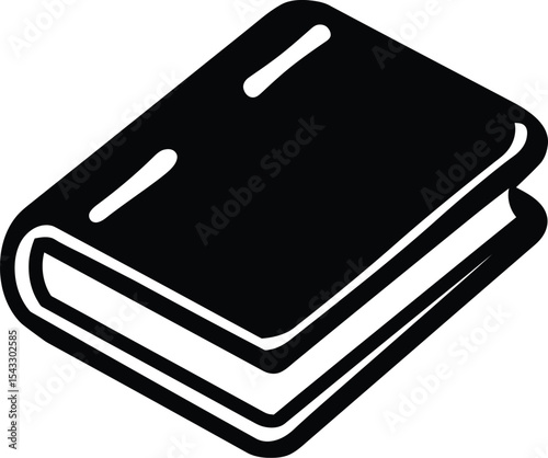 Stylized Black and White of a Closed Book for Educational Resources or Stationery