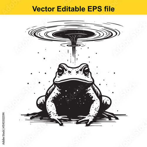 Frog Contemplates Existence Under a Cosmic Vortex A Whimsical Fusion of Nature and the Boundless Unknown
