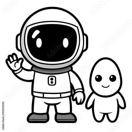 astronaut  and alien