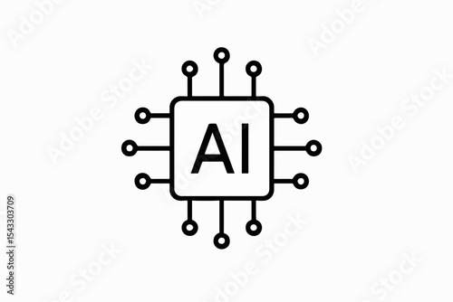 A Minimalist Line Art Depiction of an Artificial Intelligence Microchip Symbolizing Technological Advancement and Innovation in the Realm of Computer Science and Machine Learning Applications