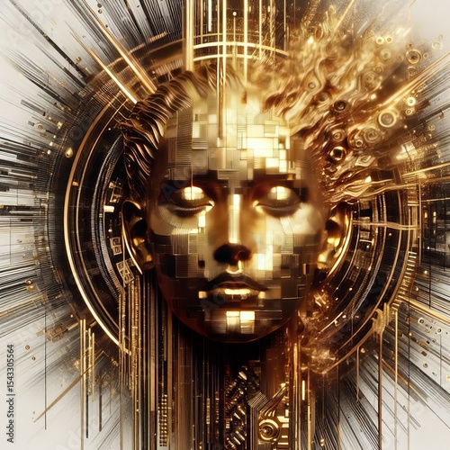 Gold glitch Art Digital Edgy