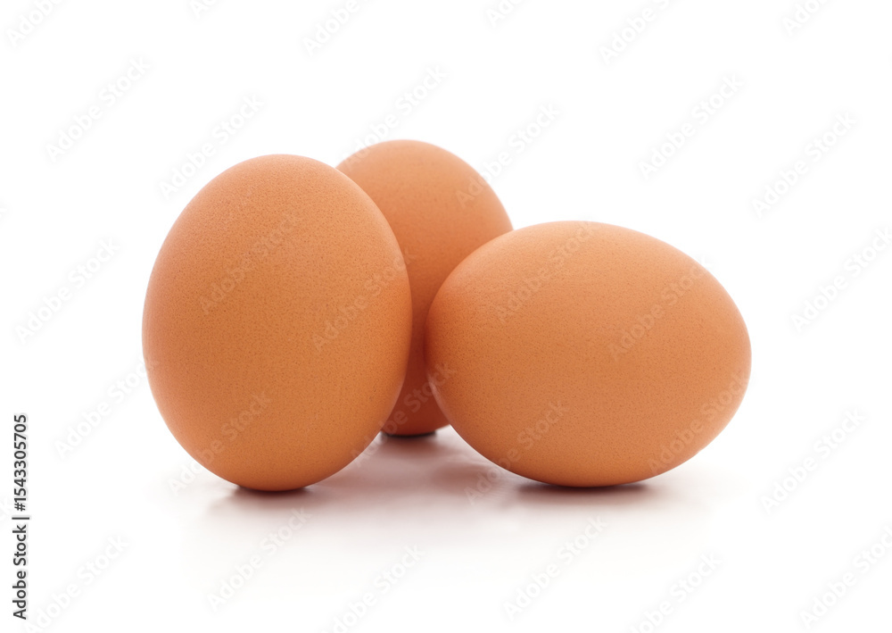 Three chicken eggs. Three chicken eggs.