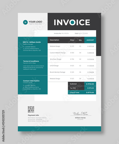 Business Invoice Vector Template Design