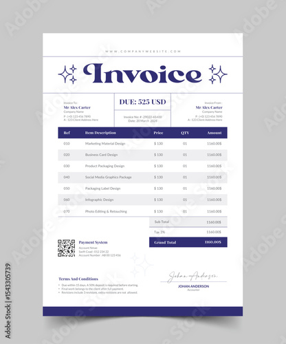 Business Invoice Vector Template Design