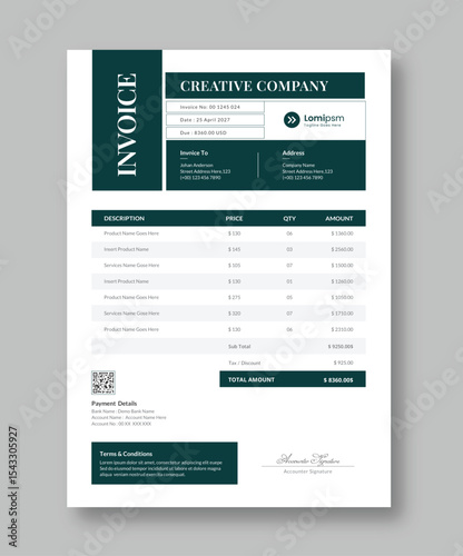 Business Invoice Vector Template Design