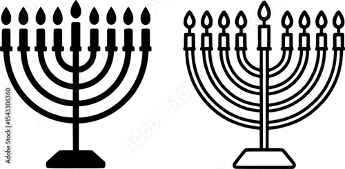 Simple Black and White Menorah Design for Holiday Illustrations