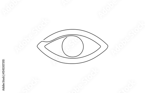 Eye sign in continuous line drawing style. Line art of human eye sign. Vector illustration. Abstract background,  Hand drawn human eye with wave lines, Single continuous one line art female watch.