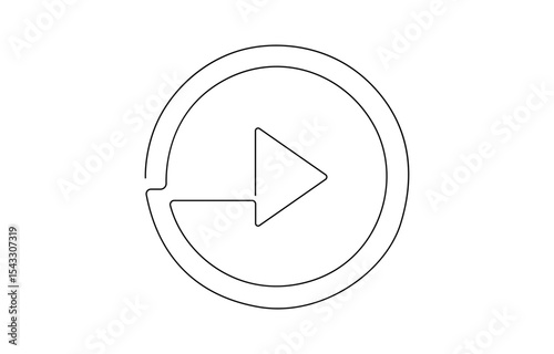 Continuous line drawing of play icon. Media, Video or music player button in linear style. One line drawing, Continuous line drawing of play symbols. 