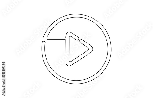 Continuous line drawing of play icon. Media, Video or music player button in linear style. One line drawing, Continuous line drawing of play symbols. 
