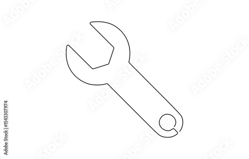 Single continuous line art screwdriver settings symbol silhouette. Computer service technology support design element, . Computer service technology support design element one sketch outline drawing .
