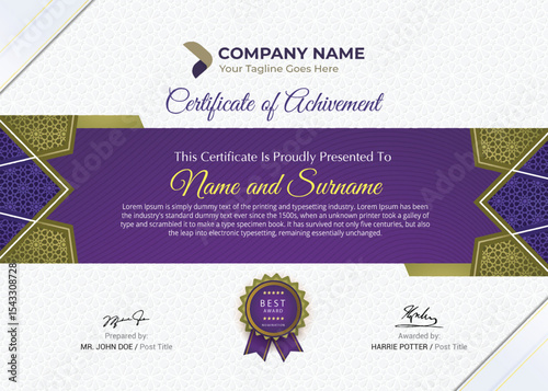 arabic certificate of achievement and Background