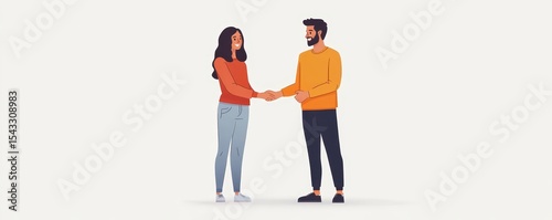 Business partners celebrating the successful signing of a contract for a housing loan, shaking hands after reaching an agreement., Generative AI