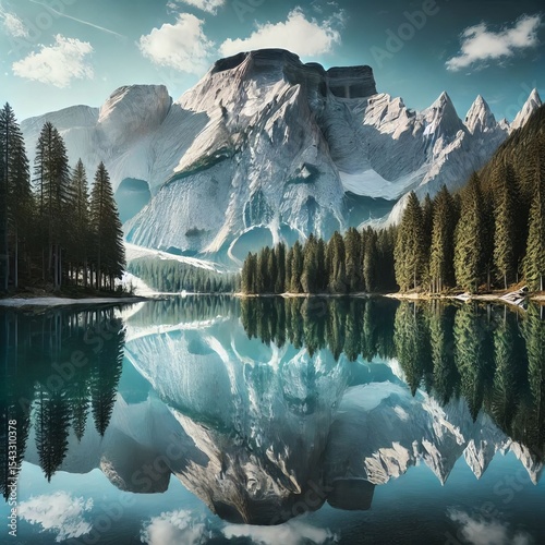 Mountain Lake creating a symmet