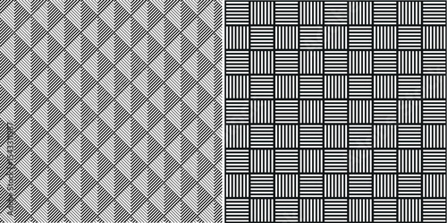 Seamless Black and White Geometric Line Pattern – Optical Abstract Background Set