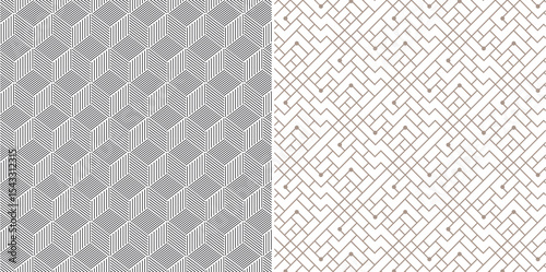 Seamless Black and White Geometric Line Pattern – Optical Abstract Background Set
