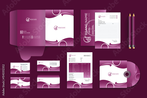Simple stationery pack presentation folder template for corporate