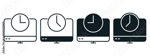 Computer time, clock icon. Illustration vector