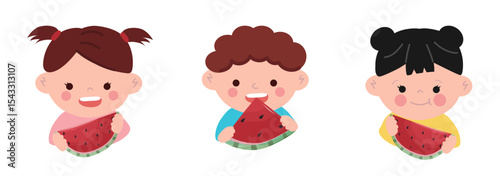 Summer vacation rural children illustration