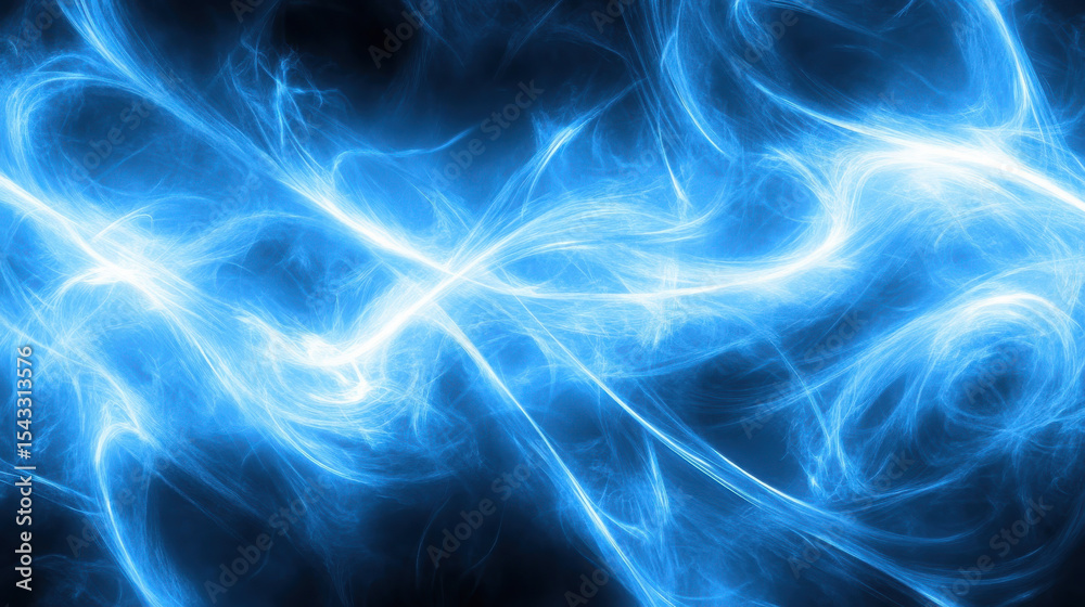 Obraz premium Creative abstract blue plasma lightning on a dark background. Energy and power concept. Artistic electricity for wallpaper.