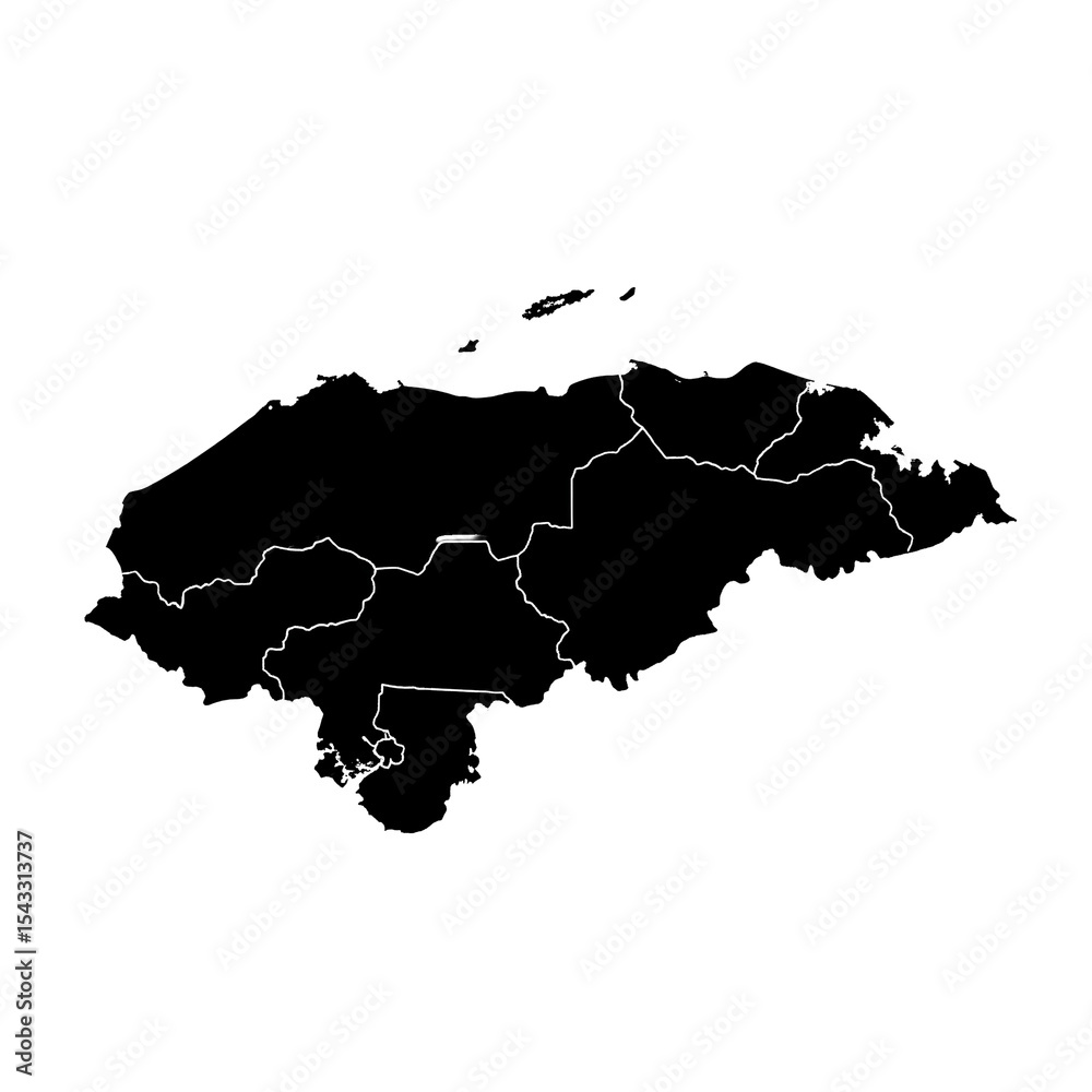 Fototapeta premium Honduras Political Map Detailed View of Departments and Boundaries