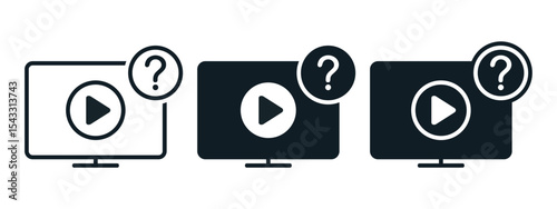 Video explanation icon on computer. Illustration vector